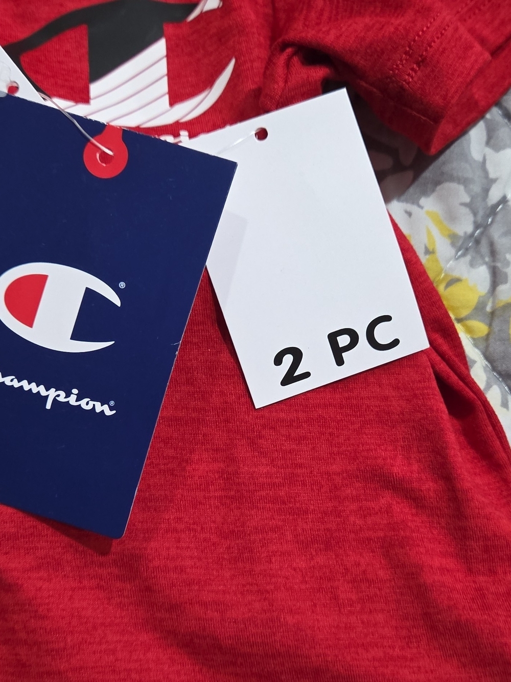 Champion Red Short Sleeve Kids Tee with Logo Tags